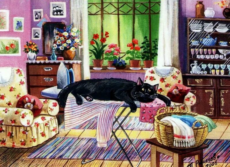В доме должен быть кот в доме должен быть плед. Художник - иллюстратор nicola bayley. Кот должен. Картины татьяны родионовой коты. В доме должен быть кот.