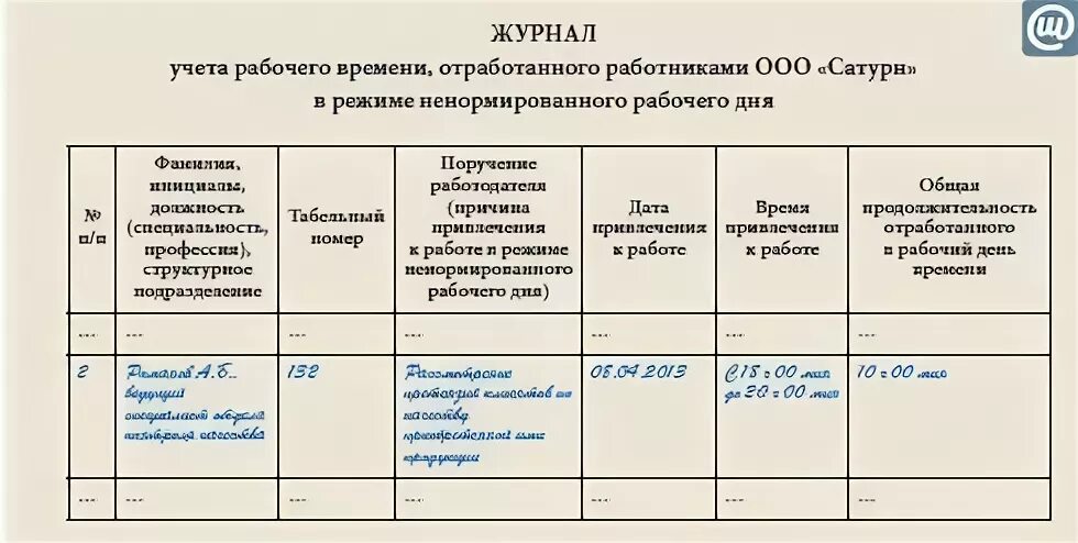 Образец журнала учета сотрудников. Журнал учета часов работника. Журнал учета рабочего времени при ненормированном рабочем дне. Журнал учета отработанного времени. Журнал учёта рабочего времени образец.