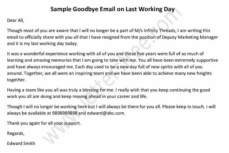 Last working day. Work email. Georgia is writing an email to her colleagues at work.. Funny Farewell for colleague.