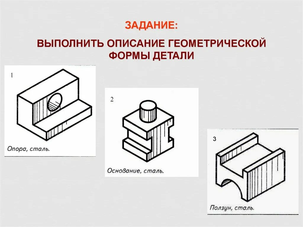 Формы деталей. Анализ формы детали. Геометрическая форма детали. Анализ геометрической формы детали.