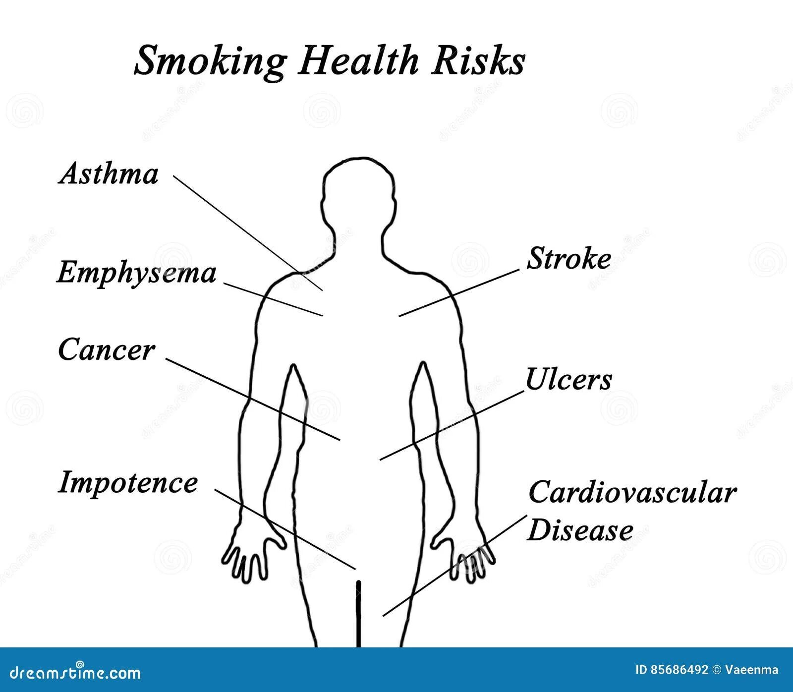 Health risks. Healthy risks of smoking. Smoking diagram.