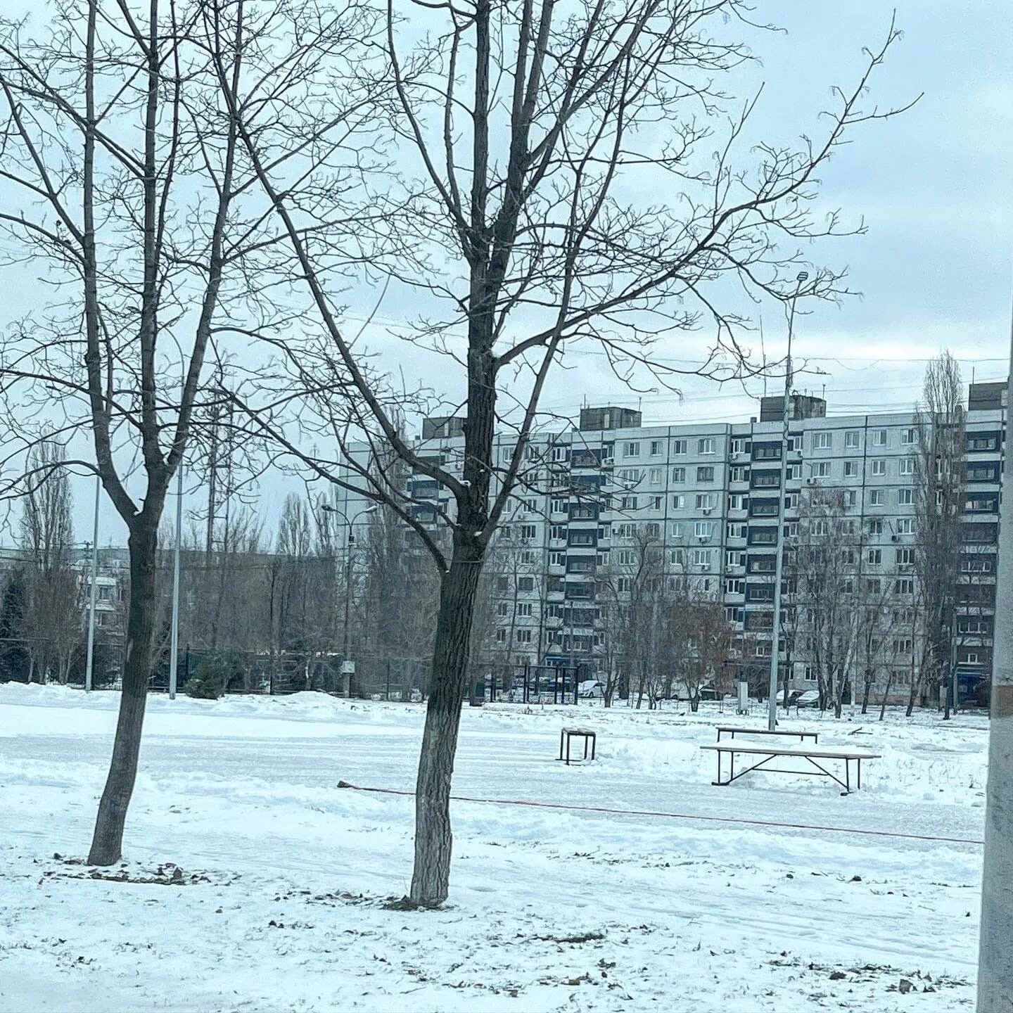 Снега то нет. Первый снег в балаково 2025. фото хлопьев снега и каток.