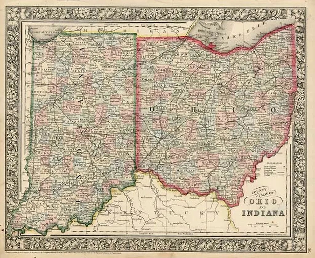 Индиана Огайо карта. Индиана на карте. Ohio borders.