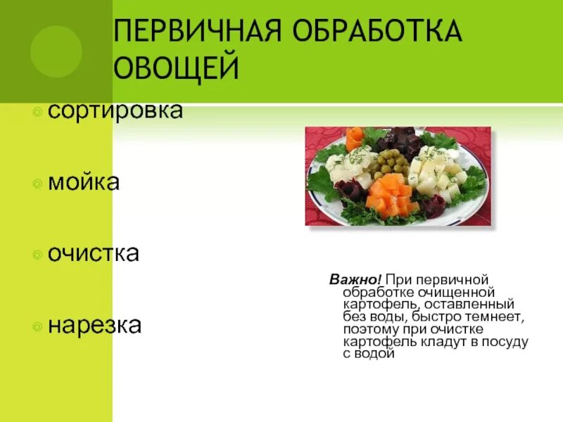 Технологическое приготовление блюд из овощей. Первичная обработка. Обработка овощей. Механическая и тепловая обработка овощей. Способы первичной обработки овощей.