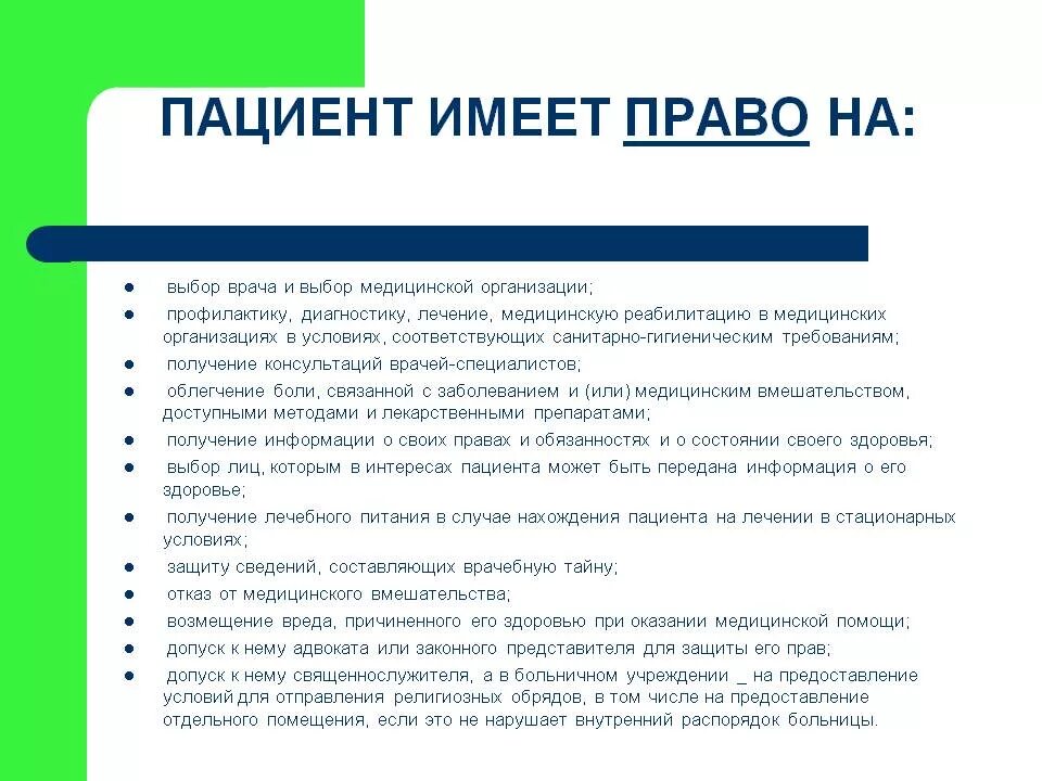 Пациент имеет право на тест. Пациент имеет право на. Пациент не имеет право на. Какими правами обладает пациент.