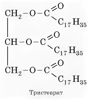 Структурная формула тристеарата глицерина. Тристеарат глицерина формула структурная. Тристеарат глицерина формула. Жир тристеарат формула. Реакция гидролиза тристеарата