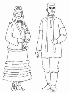 Как нарисовать поэтапно татарский народный костюм карандашом.