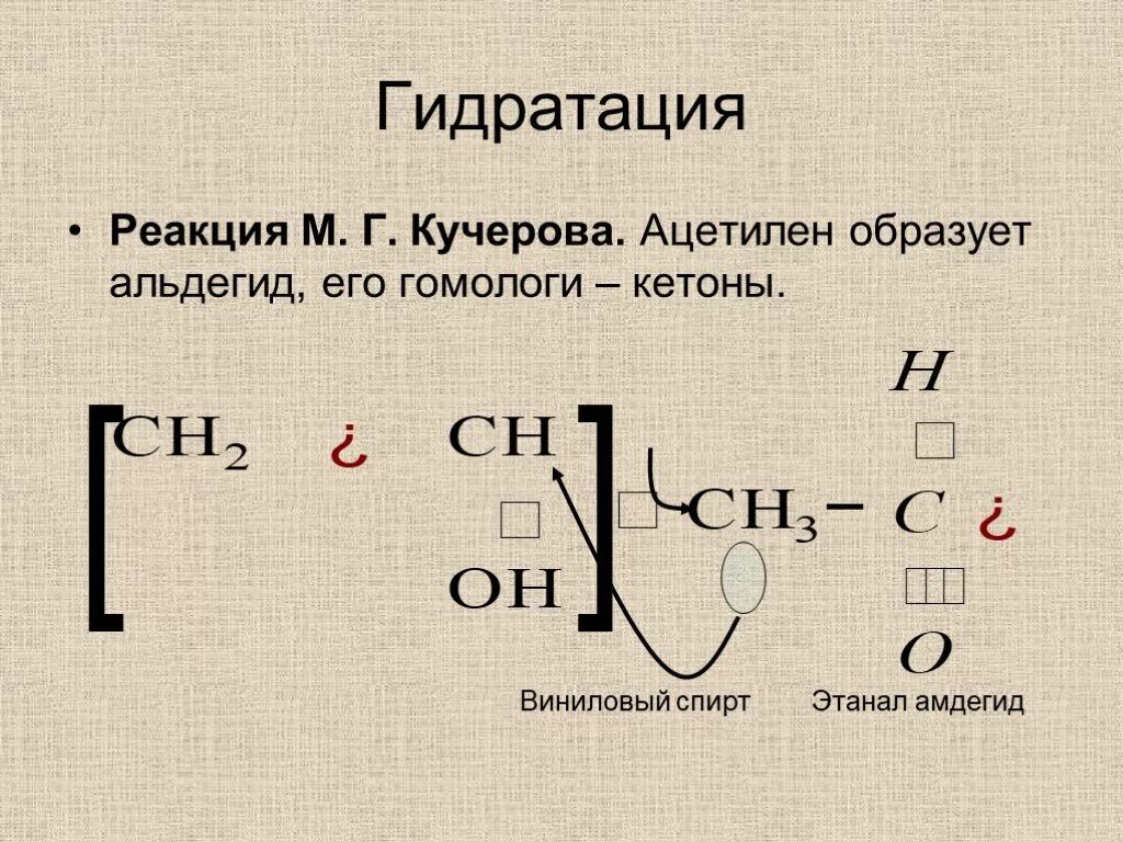 По реакции кучерова можно получить. Механизм реакции Кучерова Алкины. Реакция Кучерова механизм. Реакция Кучерова-это реакция. Механизм реакции Кучерова для ацетилена.