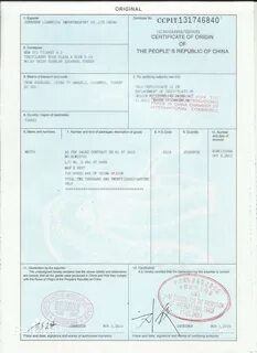 Certificate of origin