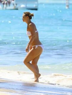 KIMBERLEY WALSH in White Bikini at a Beach in Barbados 02/04/2016.