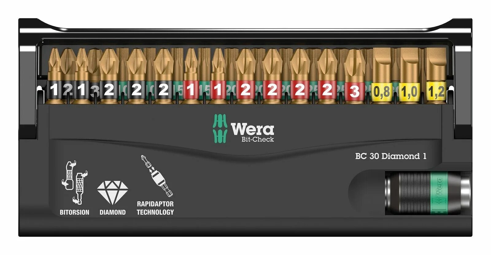 Bit check. Набор бит wera we-072440. набор бит wera we-057450. wera bit check diamond. набор бит wera we-056476.