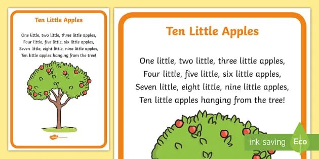 Английская песня little. One Apple two Apples. Стих ten little. Little Apple. Английская песенка one little two little.