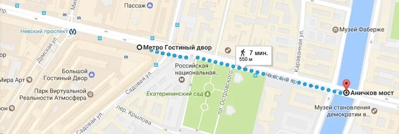 Аничков мост в Санкт-Петербурге на карте Санкт-Петербурга. Аничков мост на карте. План Петербурга от Аничкова моста до памятника Петру. Аничков мост на карте СПБ.