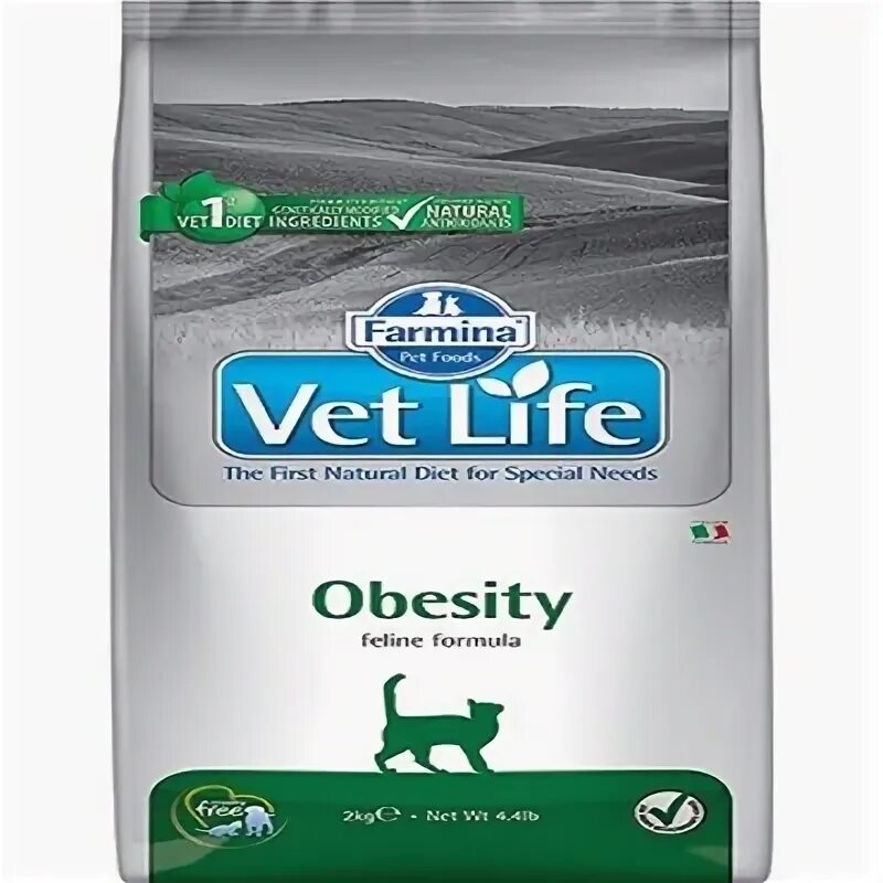 Фармина Обесити для собак. Vet Life obesity 1кг. Farmina vet Life Cat obesity пауч для кошек при ожирении, 0,085 кг.