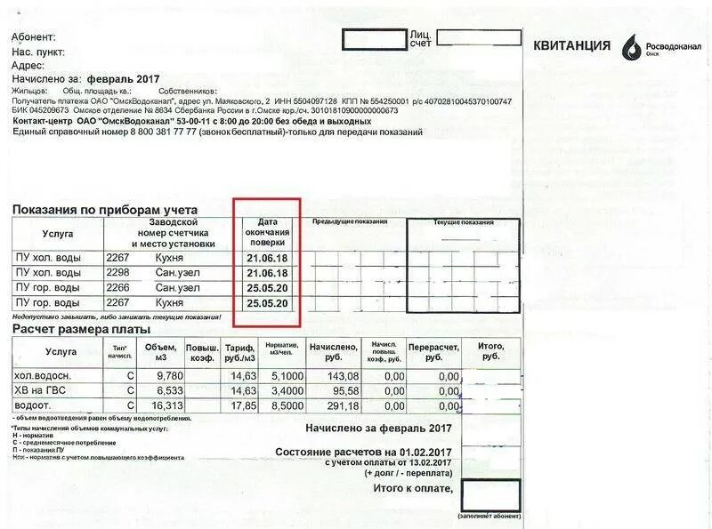 Показания хол воды