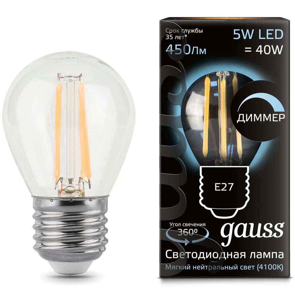 Gauss led filament. Лампа светодиодная gauss 105802205-d, e27, g45, 5вт. лампа gauss 105802205-d. лампа gauss led filament globe e27 5w 2700к 105802105-d. лампа gauss led filament globe dimmable e27 5w.