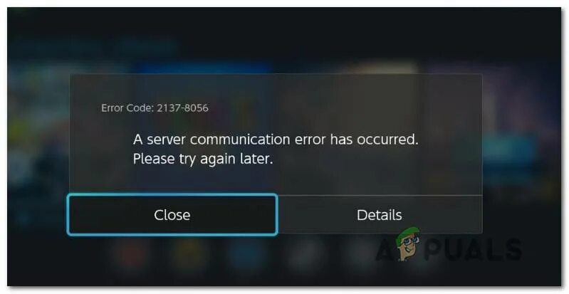 Ошибка communication error. Как выглядит error nintendo switch. an error has occurred.