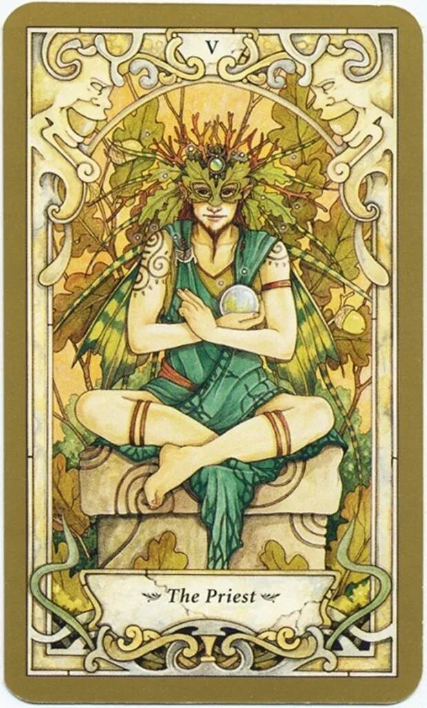 5 карта таро. Mystic Faerie Tarot галерея. Таро фей Mystic Faerie Tarot. Иерофант Таро арт. Галерея карт Таро Иерофант.