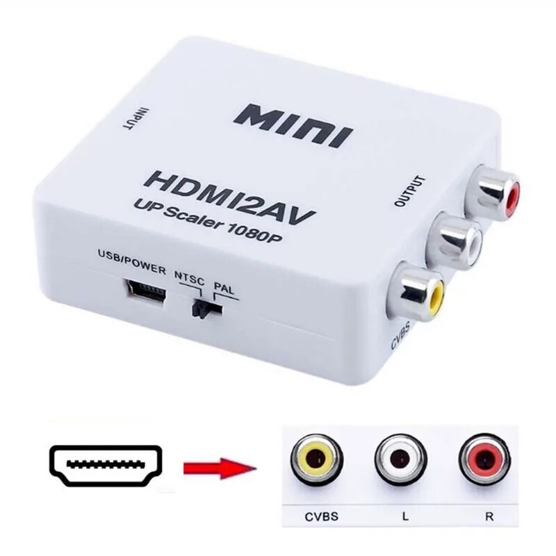 Hdmi2av Mini конвертер белый. Переходник-конвектор HDMI-av(HDMI-3rca), белый. Адаптер Mini av 2 HDMI Converter 3 RCA 1080p. Видео конвертер Mini av2hdmi.