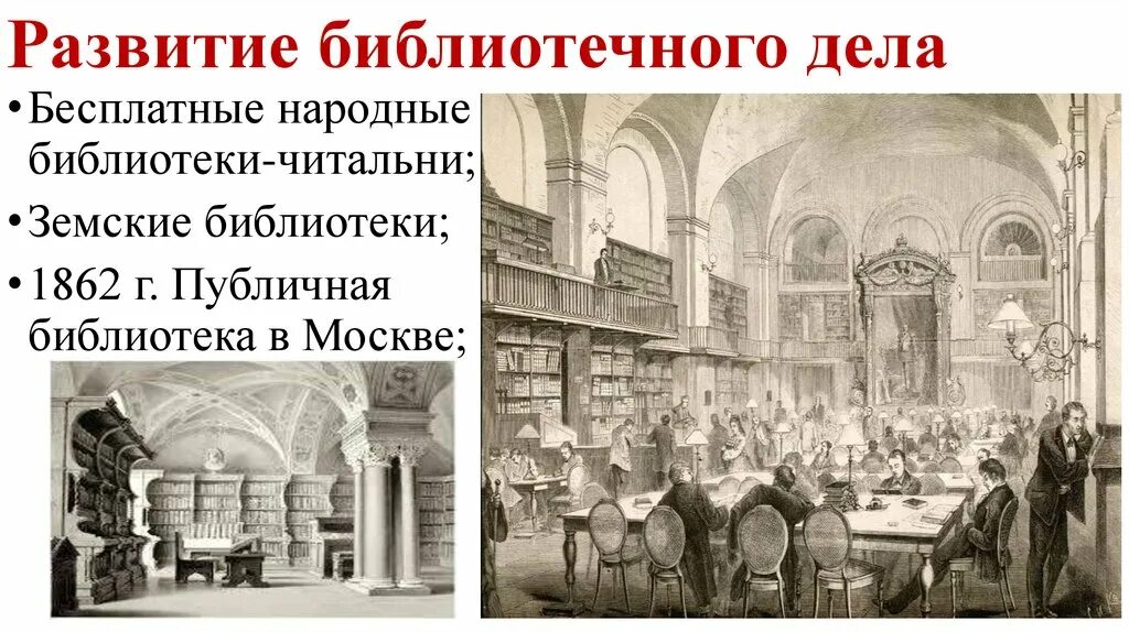 История россии второй половины 19 века тест. Публичная библиотека 19 века Москва. Библиотека 19 века в России. Публичная библиотека в Москве 19 век. 1862 Год публичная библиотека в Москве.