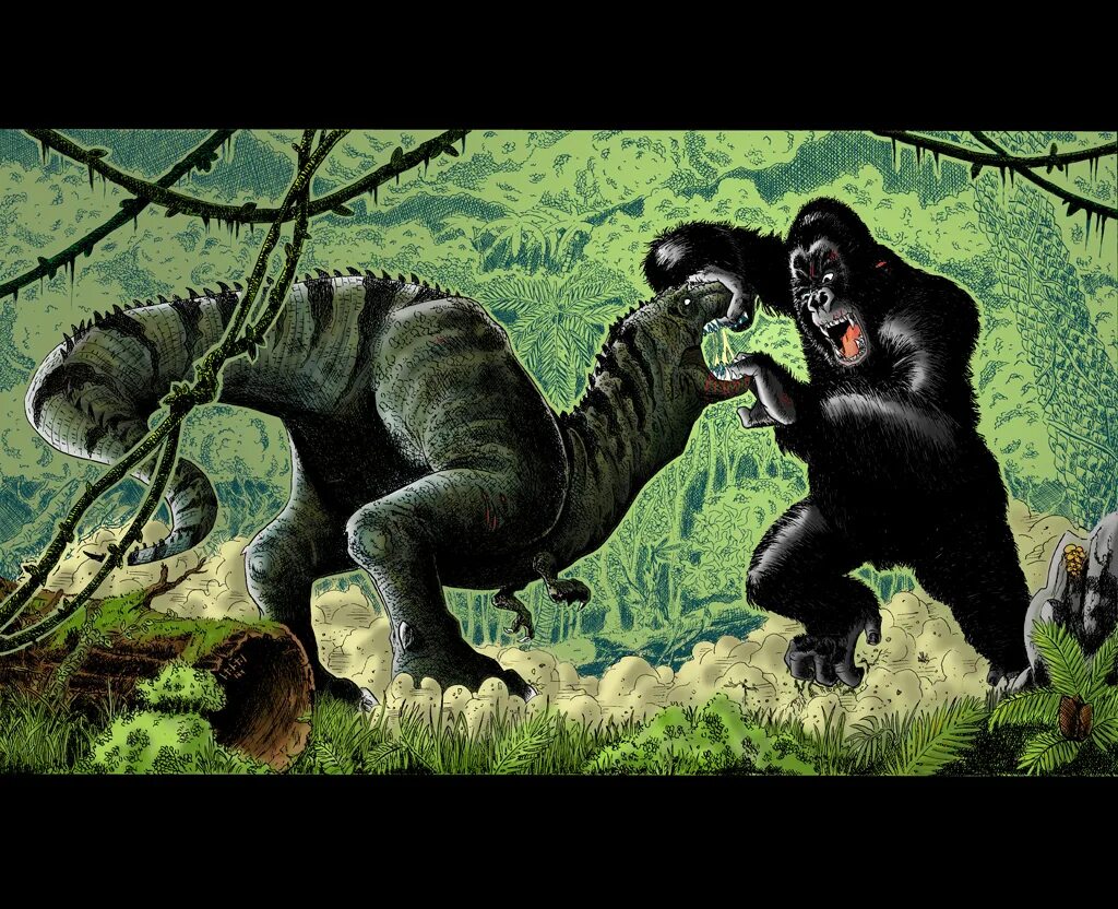 Конг против динозавров. Тираннозавр Кинг Конг 2005. Вастатозавр рекс против Кинг Конга. Кинг Конг 2005 динозавры. Кинг Конг против динозавра 1933.