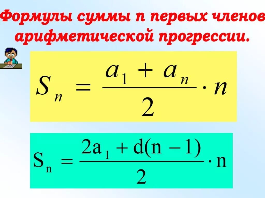 Формула 1 члена арифметической. Формулы нахождения суммы н первых членов арифметической прогрессии. Формула суммы первых n чисел арифметической прогрессии. Формула суммы первых n членов арифметической прогрессии. Формула суммы арифметической прогрессии.