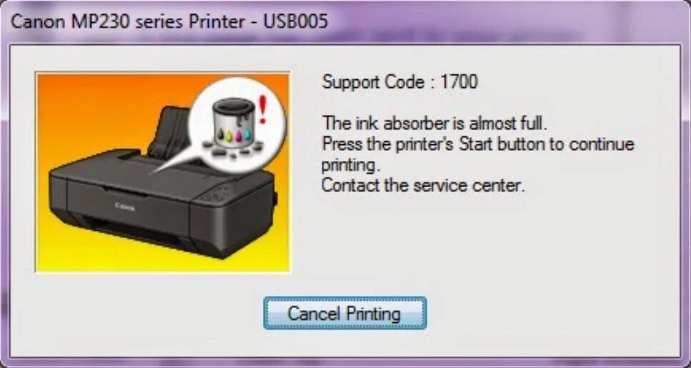 Программа для принтера. Ошибка принтера Canon. Принтер Кэнон  ошибка 1700. Принтер Canon mp230 инструкция.