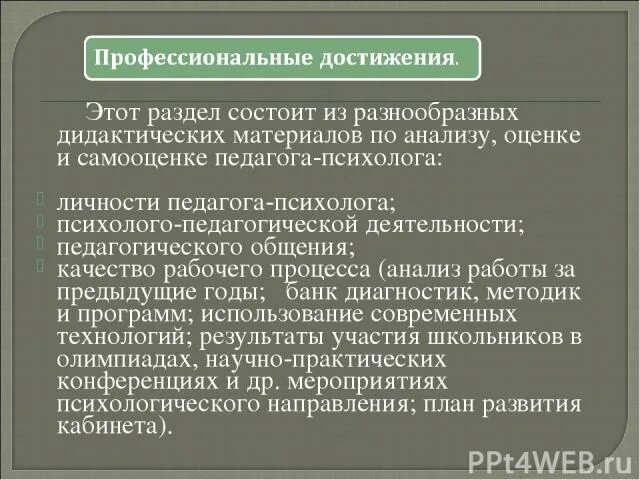 Достижения в профессиональной деятельности пример PPT Портфолио профессиональных достижений педагогического работника PowerPoint