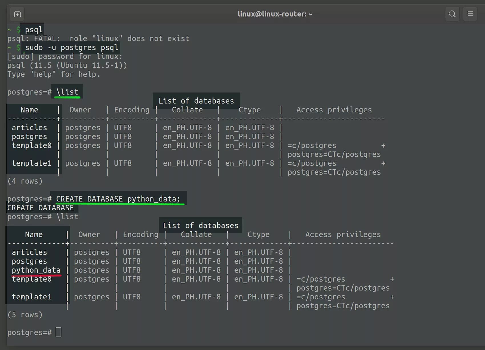 Psql json