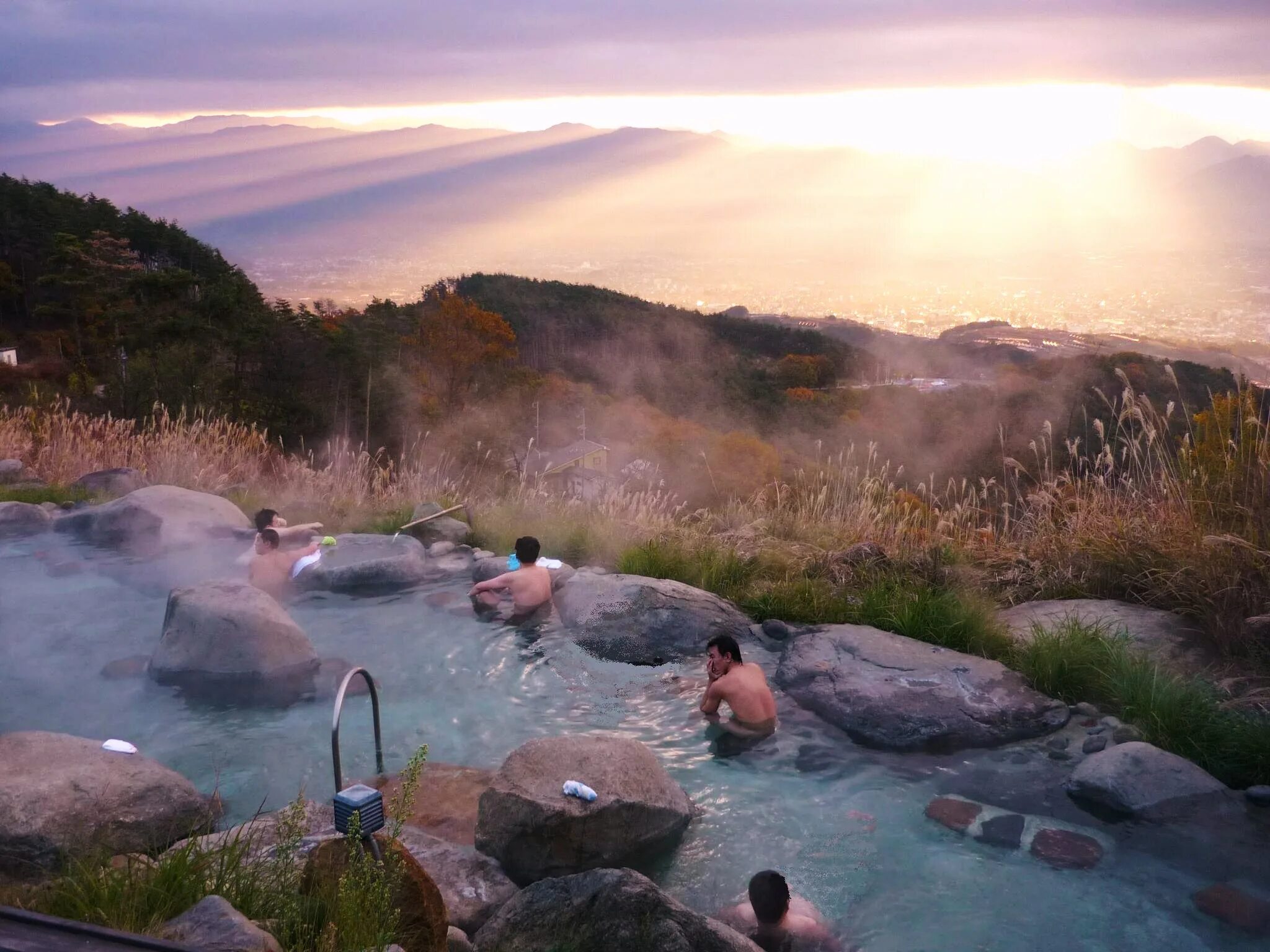Man hot spring travel