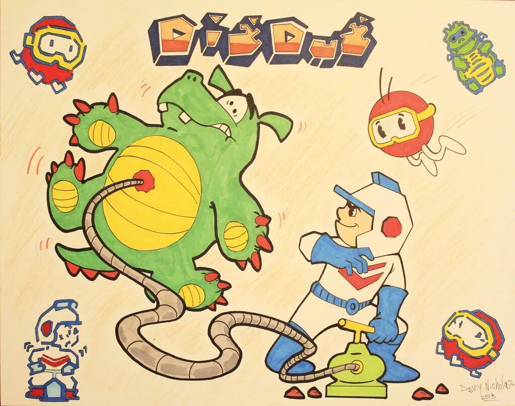 Dig dug русский. Dig dug. Pooka dig dug. DIGDUG Side Art. Big dug карандашом.