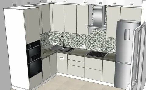 Проект кухни с холодильником