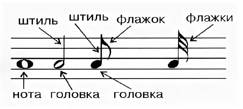 Штиль слова текст. Нота названия частей. Нотный штиль. Штиль Ноты. Части Ноты.