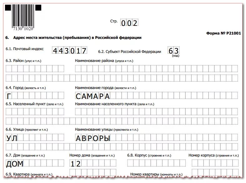 Форма р21001 для ип образец