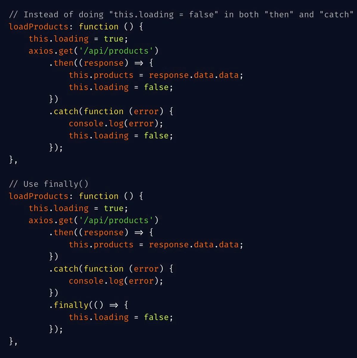 Axios catch. Try catch js. promise js.