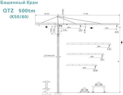 Башенный кран поднимает бетонную плиту массой