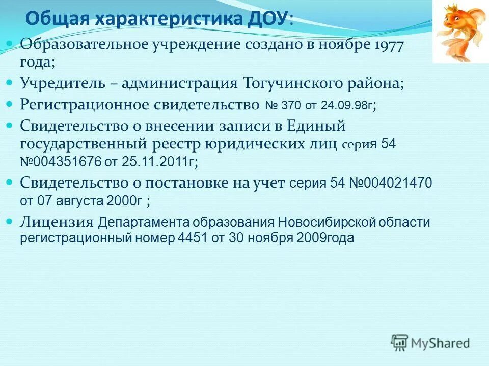 дошкольные учреждения характеристика