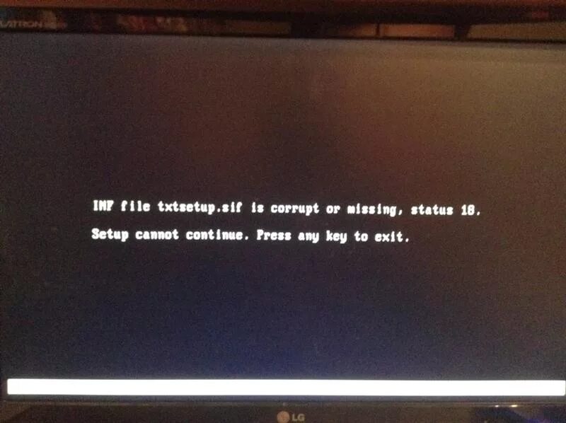 Inf файл txtsetup испорчен состояние 18. Inf файл txtsetup испорчен состояние 18