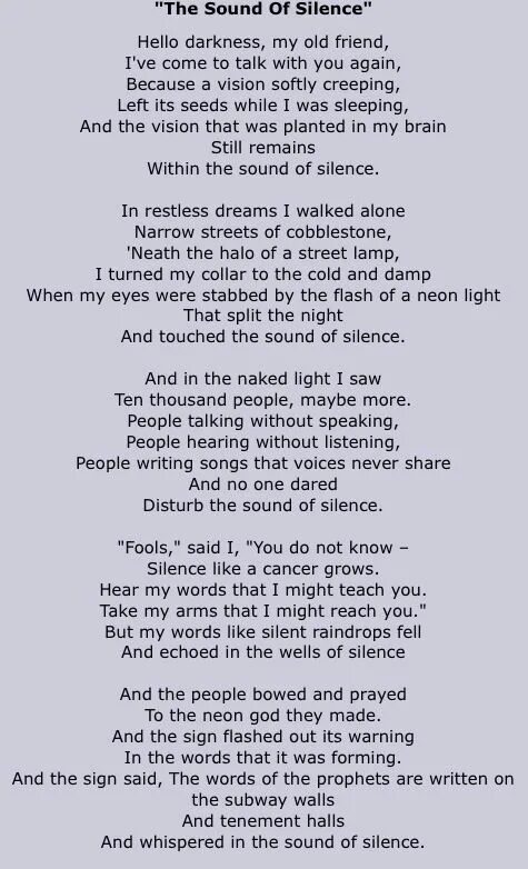 The sound of silence текст. Sound of silence текст. песня the sound of silence. слова песни the sound of silence. the sound of silence перевод.