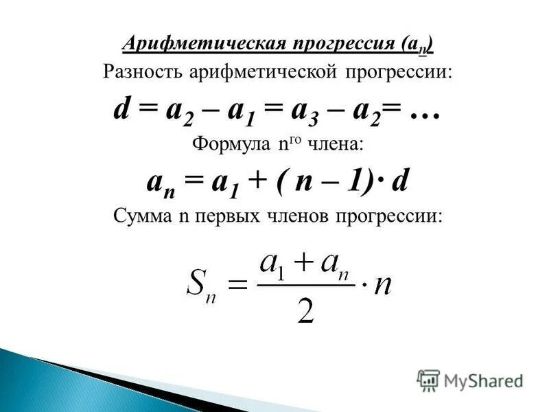 Арифметическая прогрессия найти сумму первых