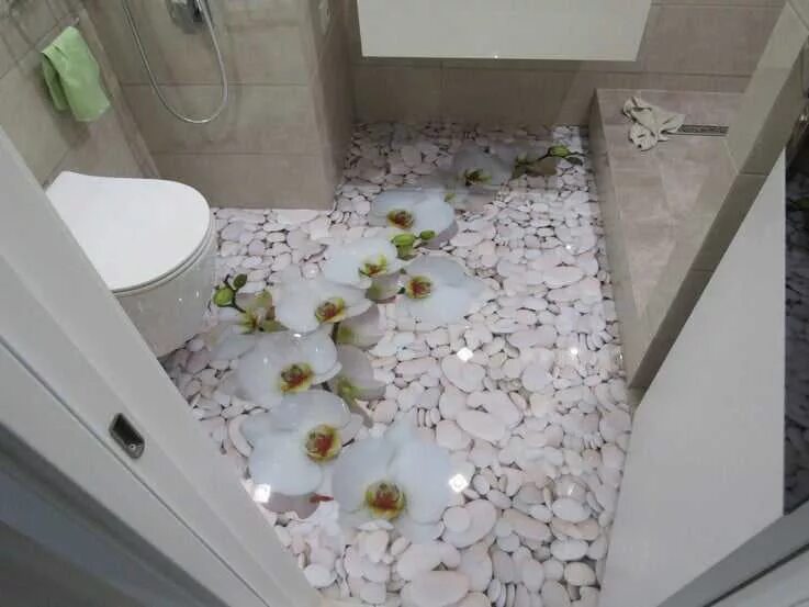 3D banyo zemin kaplaması ile banyonuzda gerçeklik esintisi. Yerlere basarken ted