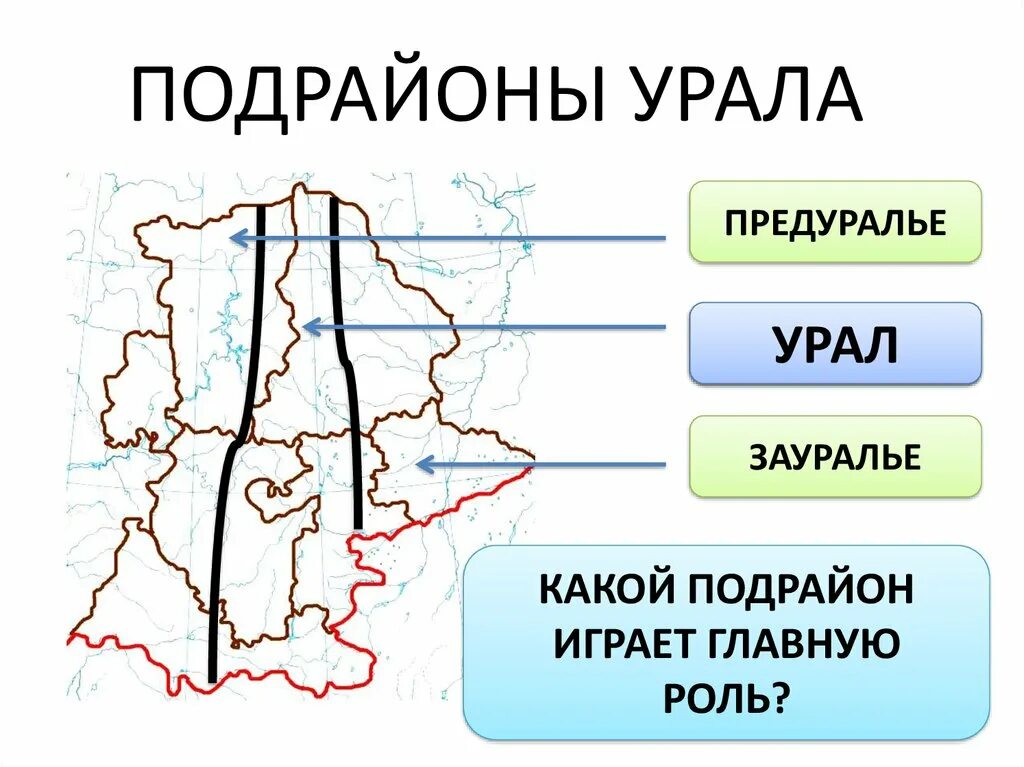 Какой город уральского района является самым крупным. Предуралье и Зауралье на карте Урала. Предуралье Урал Зауралье. Подрайоны Уральского экономического района. Урал на карте.