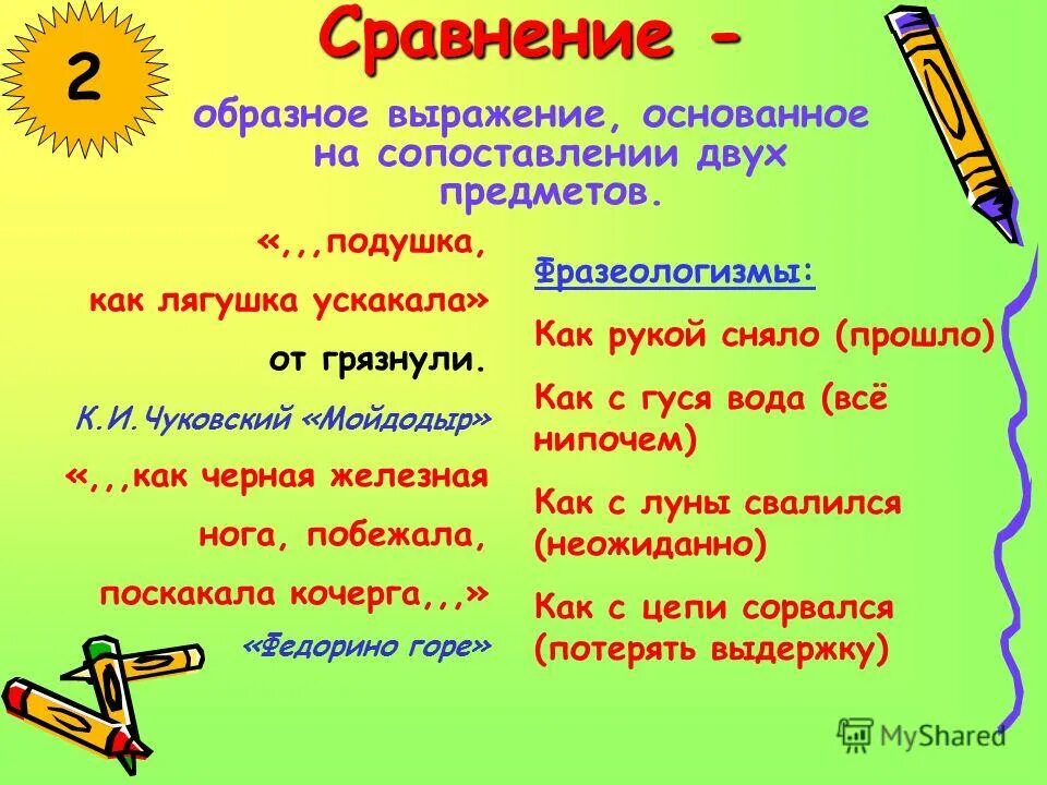 Сравнения образные выражения