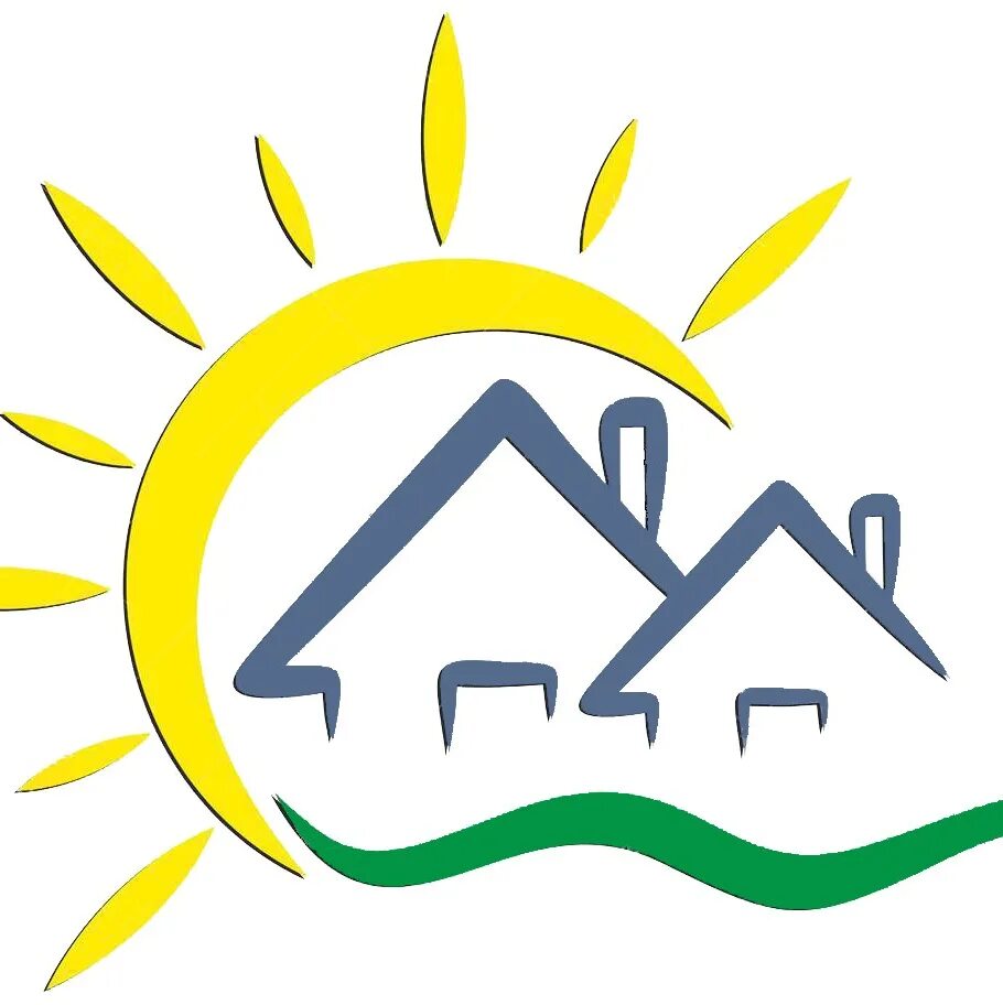 Эмблема домик. Логотип домик с солнышком. Логотип домик у моря. Эмблема СНТ.