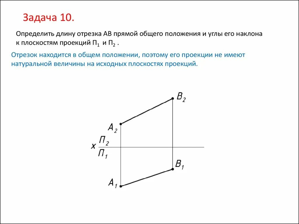 Определить длину отрезка. Длина отрезка прямой общего положения. Длина отрезка на прямой. Задачи на нахождение длины отрезка.