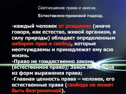 Соотношение законодательства