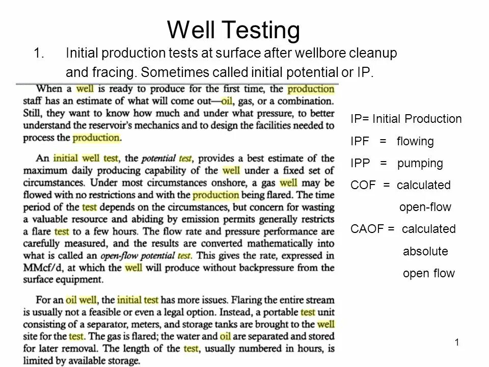 Best test. Well Testing. (Well) Flow Test. Oil Flow rate Units. Flowing well Test.