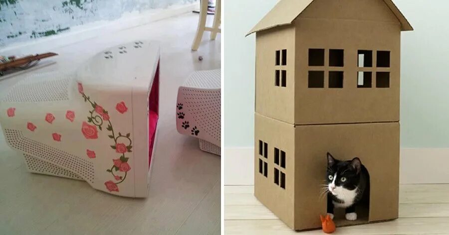 Домик для кошки из картона. Домик для кошки из коробок. Домик для кошки из картонных коробок. Домик кота бумажный. Домик из коробок для кота.