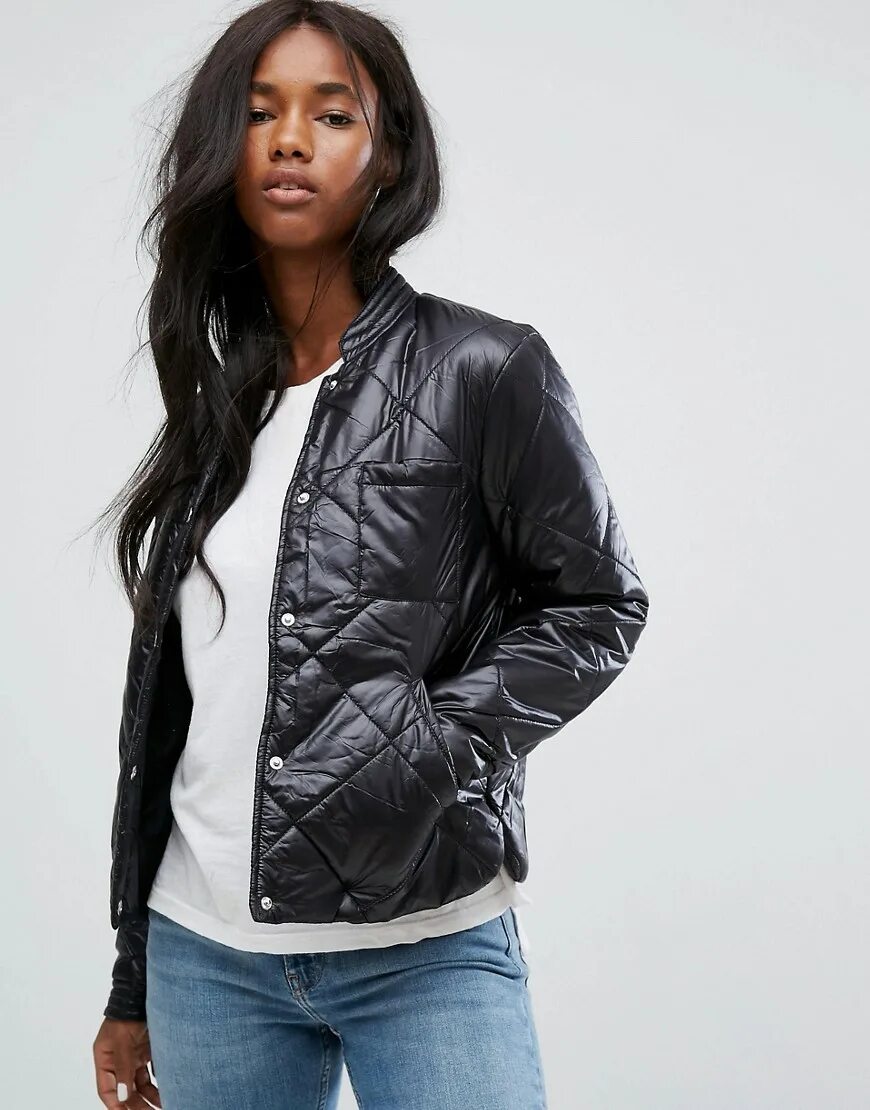 Black Puffer Jacket ASOS. Promod куртка черная стеганая. Бомбер g Star стеганный женский черный. Vero Moda стеганая куртка. Тонкая стеганая куртка