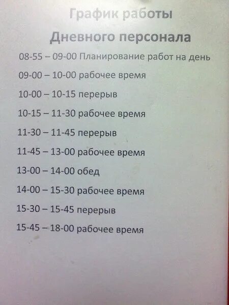 Тк графики рабочего времени